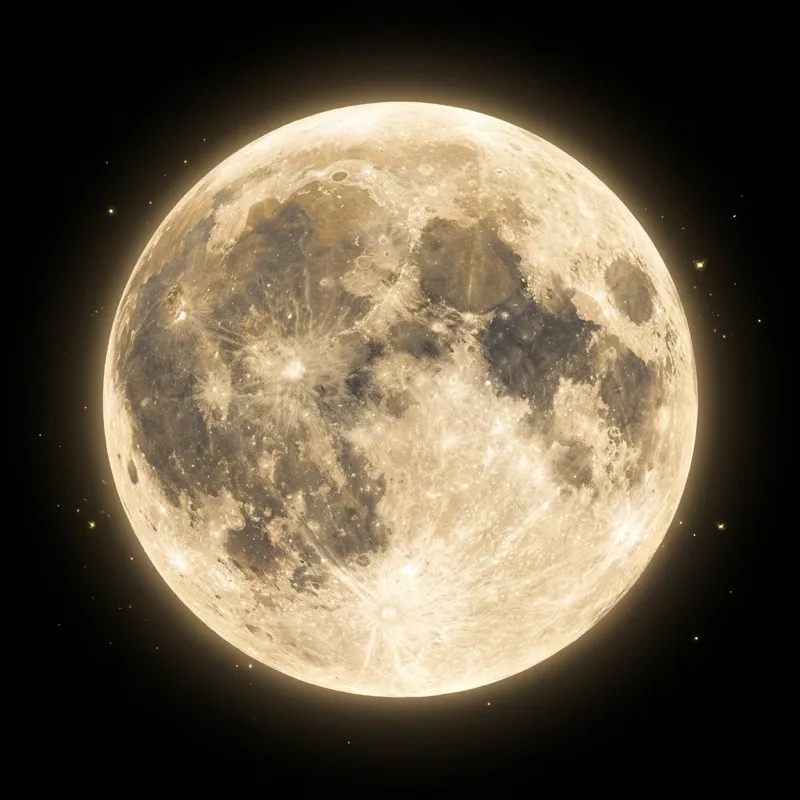 一轮金色满月悬于夜空